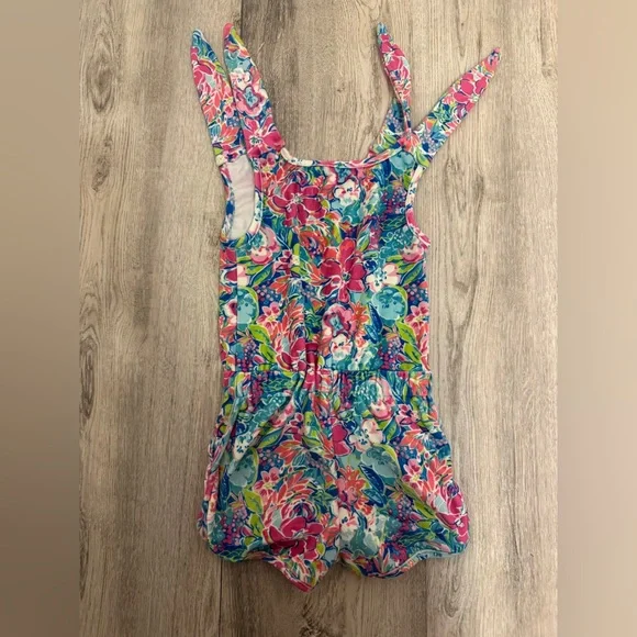 SweetHoney Floral Kids Romper - Pink and Blue - Picture 3 of 3